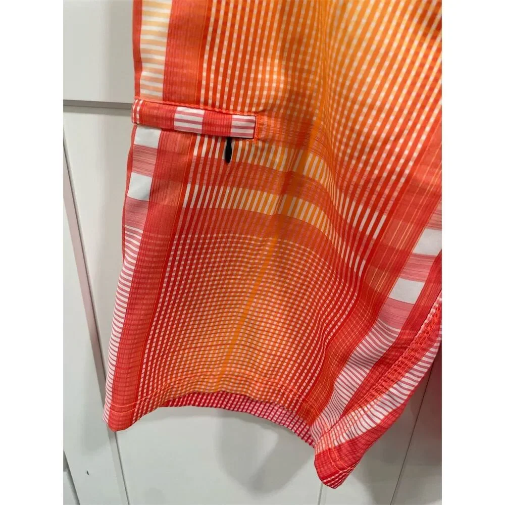 Hurley Boys' Plaid‎ Board Shorts Size 16 Orange/White/Black Drawstring Waist